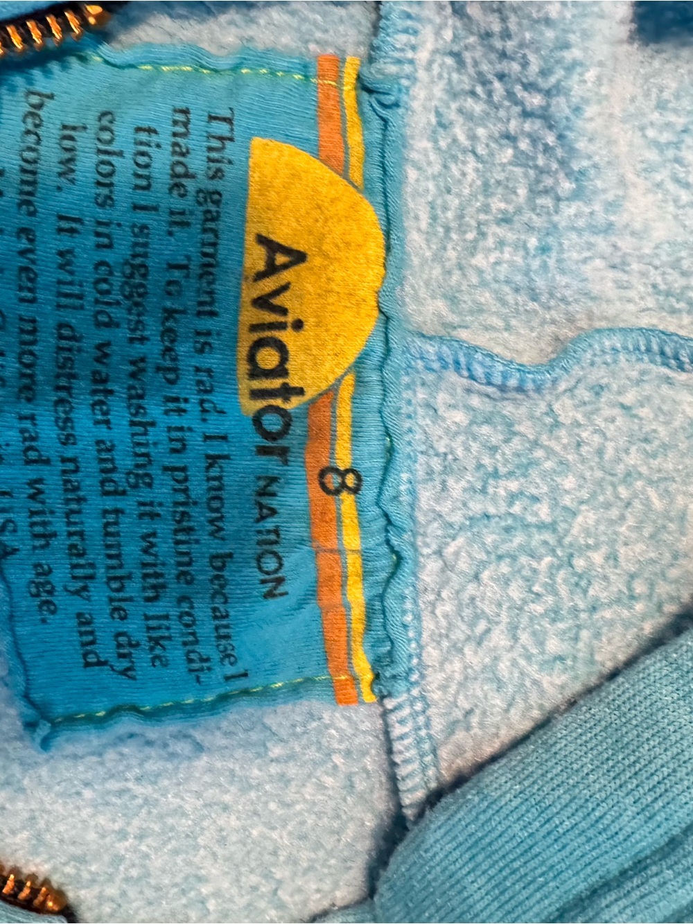 Aviator Nation Kids Turquoise Zip Hoodie & Sweatpants Set with Rainbow Stripes - Picture 5 of 6